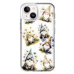 Apple iPhone 13 Cute White Blue Daisies Gnomes Hybrid Protective Phone Case Cover