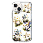 Apple iPhone 14 Plus Cute White Blue Daisies Gnomes Hybrid Protective Phone Case Cover
