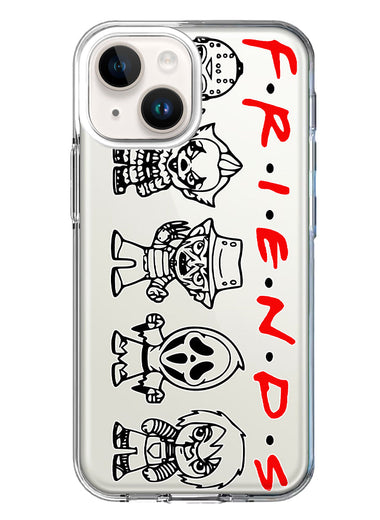 Apple iPhone 15 Cute Halloween Spooky Horror Scary Characters Friends Hybrid Protective Phone Case Cover
