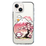 Apple iPhone 14 Plus Kawaii Manga Pink Cherry Blossom Fuji Mountain Mochi Girl Hybrid Protective Phone Case Cover
