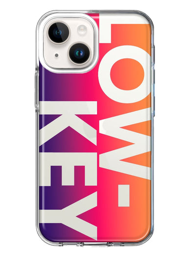 Apple iPhone 15 Plus Purple Pink Orange Clear Funny Text Quote Low Key Hybrid Protective Phone Case Cover