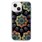 Apple iPhone 15 Plus Mandala Geometry Abstract Elephant Pattern Hybrid Protective Phone Case Cover