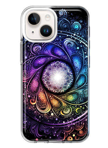 Apple iPhone 14 Mandala Geometry Abstract Galaxy Pattern Hybrid Protective Phone Case Cover