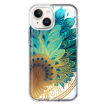 Apple iPhone 13 Mandala Geometry Abstract Peacock Feather Pattern Hybrid Protective Phone Case Cover