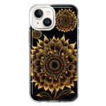 Apple iPhone 13 Mandala Geometry Abstract Sunflowers Pattern Hybrid Protective Phone Case Cover