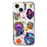 Apple iPhone 15 Plus Cute Halloween Spooky Horror Scary Neon Characters Hybrid Protective Phone Case Cover