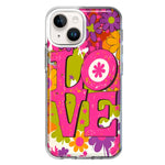 Apple iPhone 13 Mini Pink Daisy Love Graffiti Painting Art Hybrid Protective Phone Case Cover