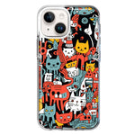 Apple iPhone 15 Psychedelic Cute Cats Friends Pop Art Hybrid Protective Phone Case Cover