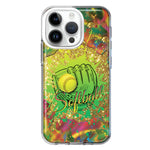 Apple iPhone 14 Pro Love Softball Girls Glove Green Tie Dye Swirl Paint Hybrid Protective Phone Case Cover