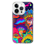 Apple iPhone 14 Pro Neon Rainbow Psychedelic Indie Hippie Indie King Hybrid Protective Phone Case Cover