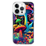 Apple iPhone 14 Pro Neon Rainbow Psychedelic Indie Hippie Mushrooms Hybrid Protective Phone Case Cover