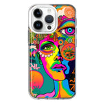 Apple iPhone 14 Pro Neon Rainbow Psychedelic Hippie One Eye Pop Art Hybrid Protective Phone Case Cover