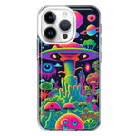 Apple iPhone 14 Pro Neon Rainbow Psychedelic UFO Alien Planet Hybrid Protective Phone Case Cover