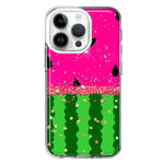 Apple iPhone 14 Pro Summer Watermelon Sugar Vacation Tropical Fruit Pink Green Hybrid Protective Phone Case Cover