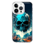 Apple iPhone 14 Pro Blue Apocalypse Cyberpunk Skull Feather Double Layer Phone Case Cover