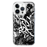 Apple iPhone 14 Pro Black White Urban Graffiti Hybrid Protective Phone Case Cover