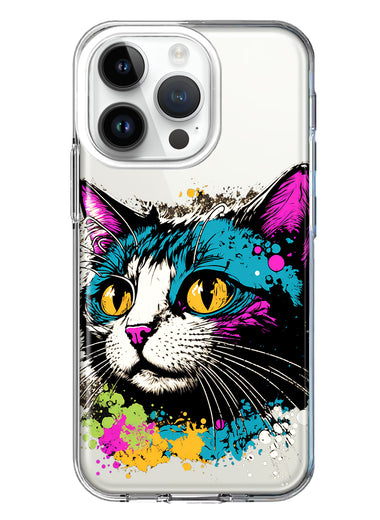Apple iPhone 14 Pro Cool Cat Oil Paint Pop Art Hybrid Protective Phone Case Cover