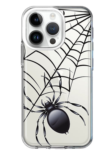Apple iPhone 14 Pro Creepy Black Spider Web Halloween Horror Spooky Hybrid Protective Phone Case Cover