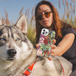 Apple iPhone 15 Pro Max Leopard Tropical Flowers Vacation Dreams Hibiscus Floral Hybrid Protective Phone Case Cover