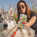 Apple iPhone 15 Pro Max Colorful Red Orange Folk Style Floral Vibrant Spring Flowers Hybrid Protective Phone Case Cover