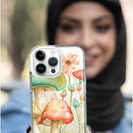 Apple iPhone XS Fairytale Watercolor Mushrooms Pastel Spring Flowers Floral Hybrid Protective Phone Case Cover