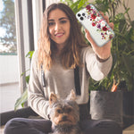 Apple iPhone 15 Pro Max Red Summer Watercolor Floral Bouquets Ruby Flowers Hybrid Protective Phone Case Cover