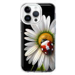 Apple iPhone 14 Pro Cute White Daisy Red Ladybug Double Layer Phone Case Cover