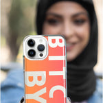 Apple iPhone 15 Peach Orange Clear Funny Text Quote Bitch Bye Hybrid Protective Phone Case Cover