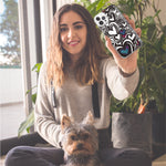 Apple iPhone 15 Pro Black White Hearts Love Graffiti Hybrid Protective Phone Case Cover
