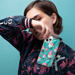 Apple iPhone 12 Pro Turquoise Pink Hearts Gnomes Hybrid Protective Phone Case Cover