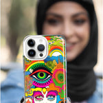 Apple iPhone 12 Neon Rainbow Psychedelic Trippy Hippie DaydreamHybrid Protective Phone Case Cover