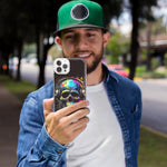 Apple iPhone 15 Pro Max Fantasy Skull Headphone Colorful Pop Art Hybrid Protective Phone Case Cover