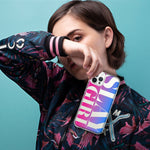 Apple iPhone 15 Pro Pink Blue Clear Funny Text Quote Slay Girl Hybrid Protective Phone Case Cover