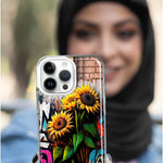 Apple iPhone 14 Pro Sunflowers Graffiti Painting Art Hybrid Protective Phone Case Cover