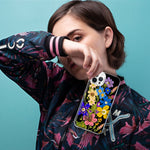 Apple iPhone 12 Pro Blue Yellow Vintage Spring Wild Flowers Floral Hybrid Protective Phone Case Cover