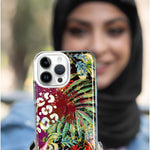 Apple iPhone 15 Plus Leopard Tropical Flowers Vacation Dreams Hibiscus Floral Hybrid Protective Phone Case Cover