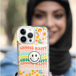 Apple iPhone XS Choose Happy Smiley Face Retro Vintage Groovy 70s Style Hybrid Protective Phone Case Cover