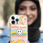 Apple iPhone 14 Plus Choose Happy Smiley Face Retro Vintage Groovy 70s Style Hybrid Protective Phone Case Cover