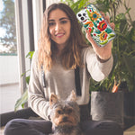 Apple iPhone 15 Pro Max Colorful Red Orange Folk Style Floral Vibrant Spring Flowers Hybrid Protective Phone Case Cover