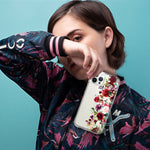 Apple iPhone 15 Pro Red Summer Watercolor Floral Bouquets Ruby Flowers Hybrid Protective Phone Case Cover