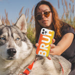 Apple iPhone 15 Pro Max Orange Red Clear Funny Text Quote Bruh Hybrid Protective Phone Case Cover