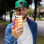 Apple iPhone 11 Pro Max Orange Clear Funny Text Quote Hella Down Hybrid Protective Phone Case Cover