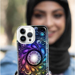 Apple iPhone 15 Pro Max Mandala Geometry Abstract Galaxy Pattern Hybrid Protective Phone Case Cover