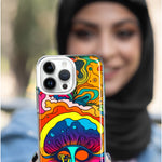 Apple iPhone 14 Pro Neon Rainbow Psychedelic Trippy Hippie Big Brain Hybrid Protective Phone Case Cover