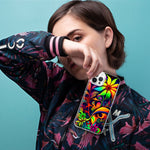 Apple iPhone 13 Pro Max Neon Rainbow Psychedelic Trippy Hippie Daisy Flowers Hybrid Protective Phone Case Cover