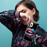 Apple iPhone 15 Pro Max Colorful Lip Graffiti Painting Art Hybrid Protective Phone Case Cover