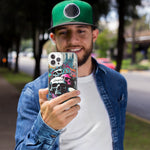 Apple iPhone 15 Pro Max Skulls Graffiti Painting Art Hybrid Protective Phone Case Cover