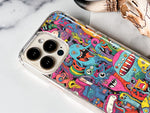Apple iPhone 14 Pro Psychedelic Trippy Happy Aliens Characters Hybrid Protective Phone Case Cover