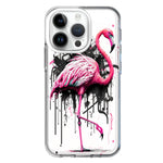 Apple iPhone 14 Pro Pink Flamingo Painting Graffiti Hybrid Protective Phone Case Cover