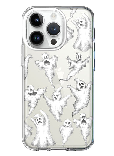 Apple iPhone 14 Pro Cute Halloween Spooky Floating Ghosts Horror Scary Hybrid Protective Phone Case Cover